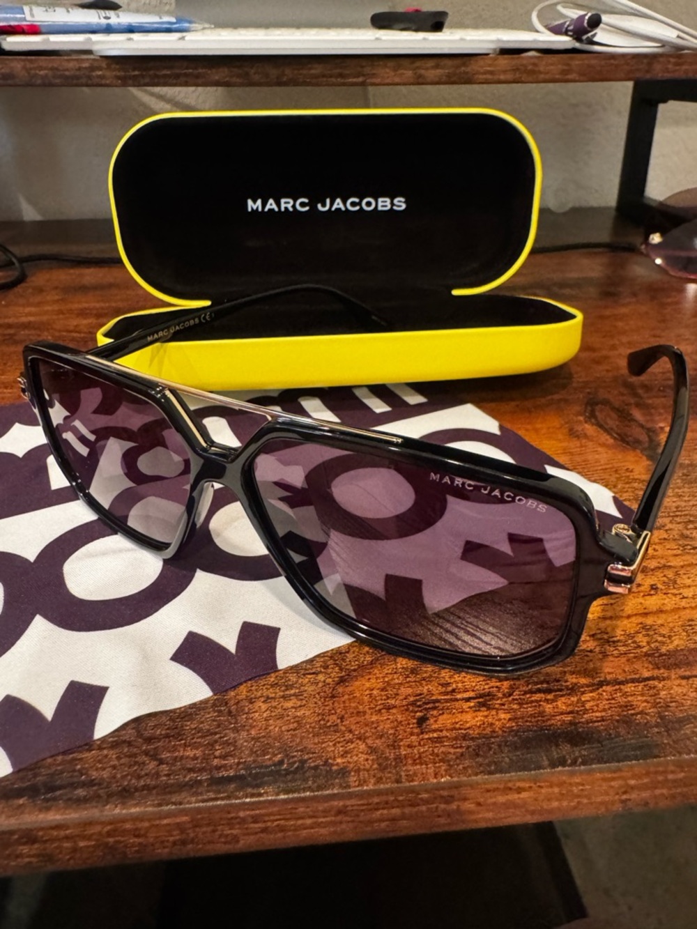 Marc Jacobs Black Frame Sunglasses with Purple Tint